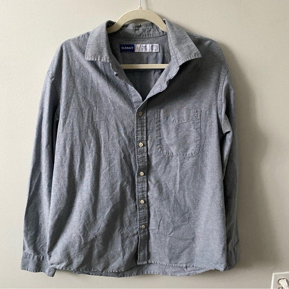 Old Navy Men's 100% Cotton Blue Button Down Shirt L